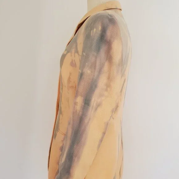 Escada cashmere jacket blazer blue purple pink peach gray tie dyed 6 8 10 large